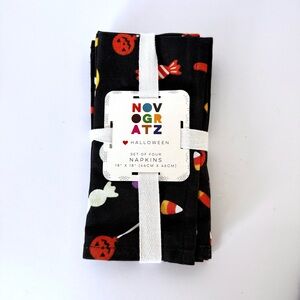NWT Novogratz Halloween Candy & Pumpkin Napkins – Set of 4 – 18” x 18” Cotton